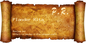 Plander Rita névjegykártya