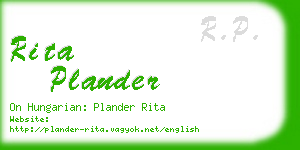 rita plander business card